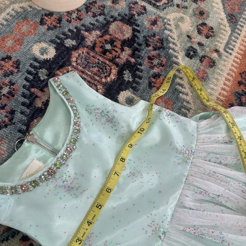 New Nordstrom American Princess Mint Green Sequin Dress Little Girl Size 6